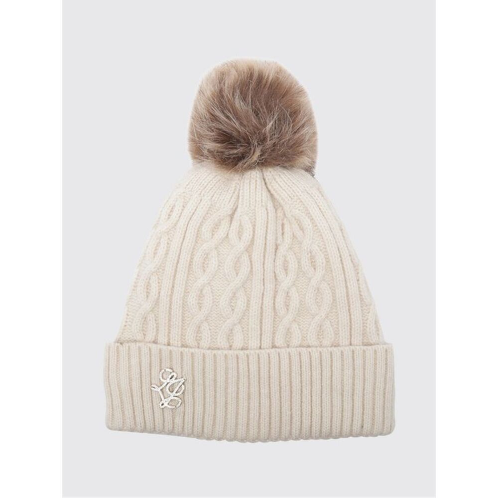 Liu Jo Women Wool Blend Beanie Liu Jo With Pom-Pom And Monogram Cuff